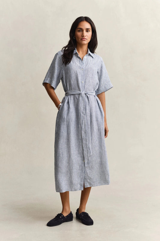 Young Ideas & Henmores - Cotton Pleated SS Shirt Dress - 433 Evening Blue - 8