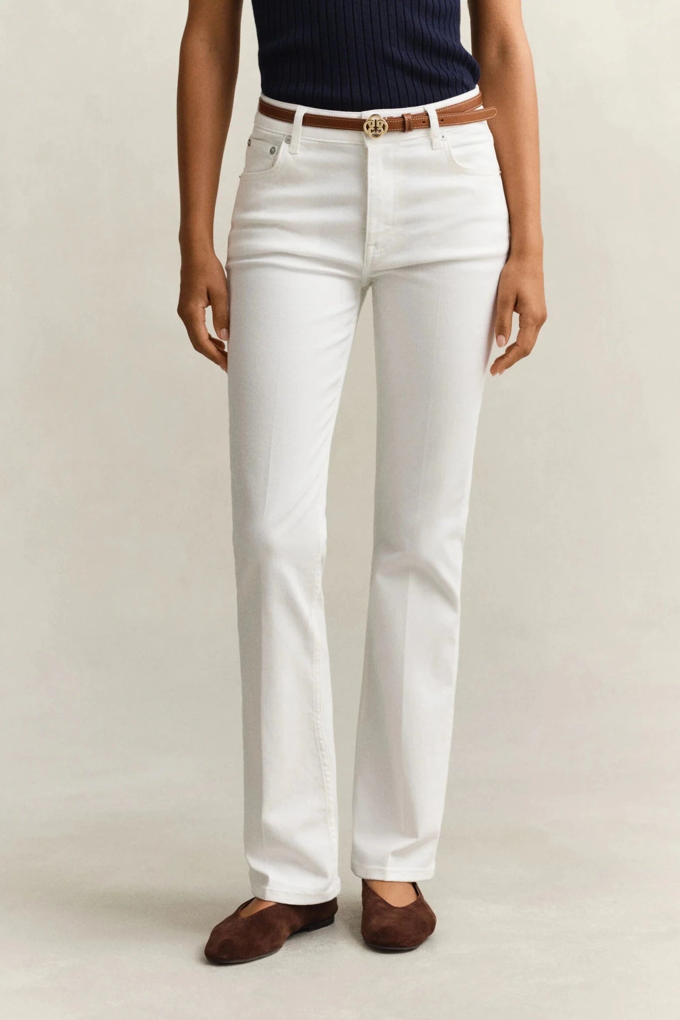 Young Ideas & Henmores - Cropped Slim Stretch Jeans - 113 Eggshell - 28
