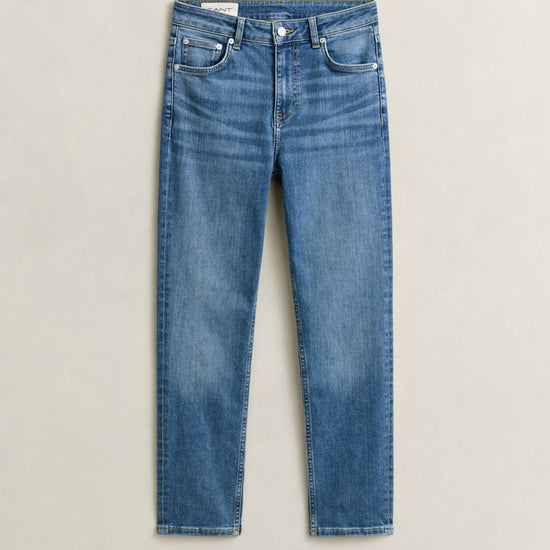 Young Ideas & Henmores - Cropped Slim Stretch Jeans - 972 Mid Blue Broken In - 26