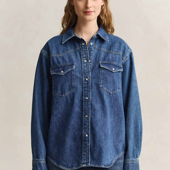 Young Ideas & Henmores -Denim Ranger Shirt -971 Mid Blue Worn In -8