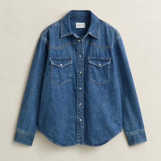 Young Ideas & Henmores -Denim Ranger Shirt -971 Mid Blue Worn In -8