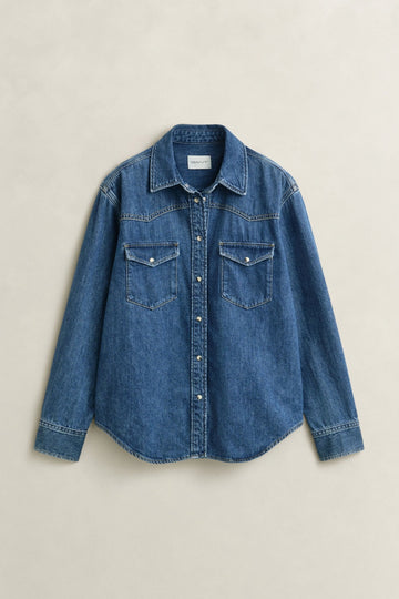 Young Ideas & Henmores -Denim Ranger Shirt -971 Mid Blue Worn In -8
