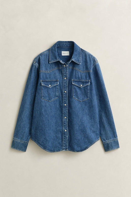 Young Ideas & Henmores -Denim Ranger Shirt -971 Mid Blue Worn In -8