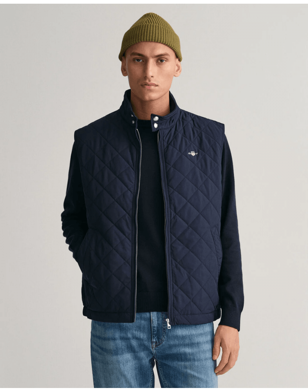 Young Ideas/Henmores - Diamond Quilted Windcheater Gilet - 433 Evening Blue - M