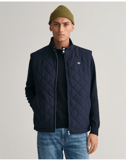 Young Ideas/Henmores - Diamond Quilted Windcheater Gilet - 433 Evening Blue - M