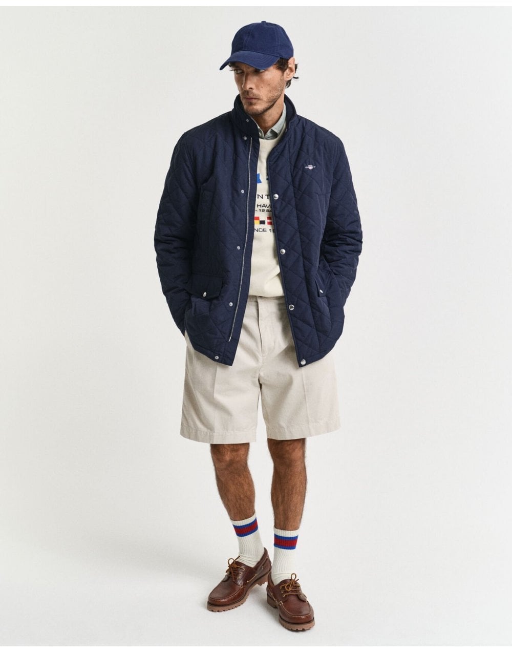 Young Ideas/Henmores - Diamond Quilted Windcheater Jacket - 433 Evening Blue - M