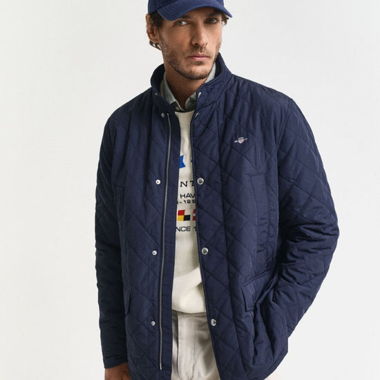 Young Ideas/Henmores - Diamond Quilted Windcheater Jacket - 433 Evening Blue - M