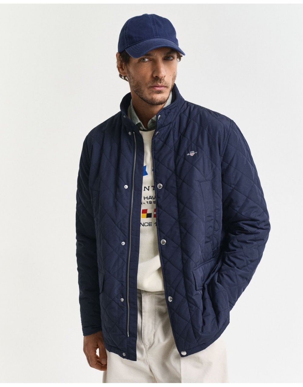 Young Ideas/Henmores - Diamond Quilted Windcheater Jacket - 433 Evening Blue - M