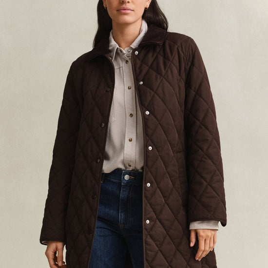 Young Ideas & Henmores -Fitted Quilted Coat -202 Deep Brown -S