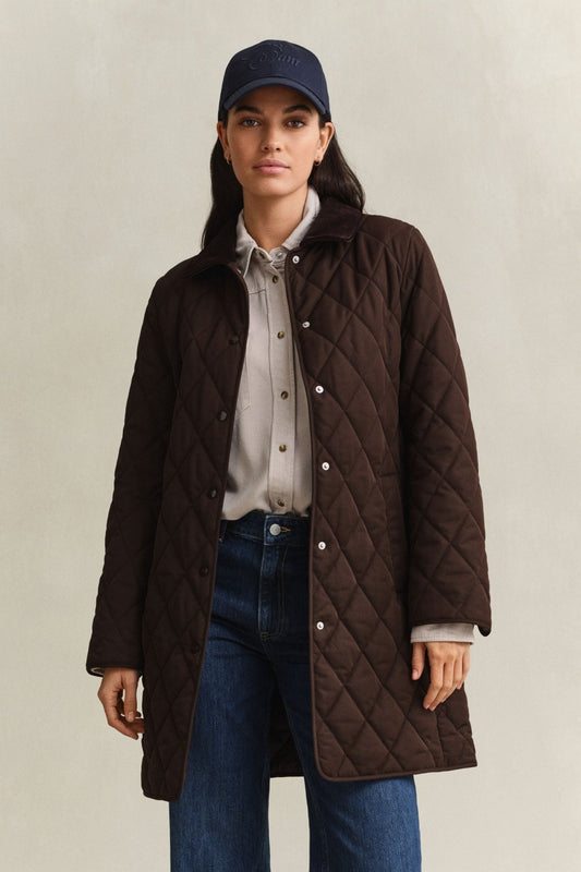 Young Ideas & Henmores -Fitted Quilted Coat -202 Deep Brown -S