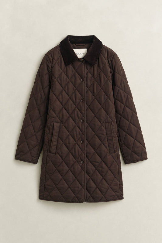 Young Ideas & Henmores -Fitted Quilted Coat -202 Deep Brown -S