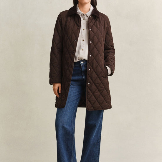 Young Ideas & Henmores -Fitted Quilted Coat -202 Deep Brown -S