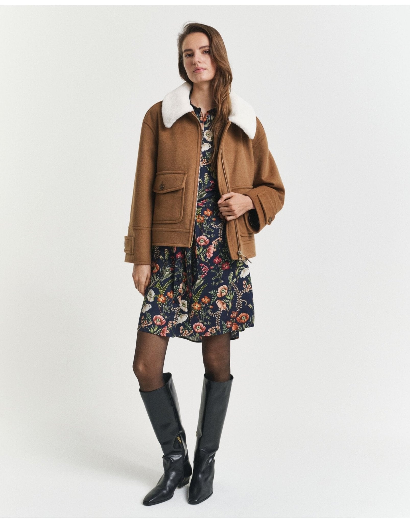 Young Ideas/Henmores - Floral Print Midi Shirt Dress - 433 Evening Blue - 10