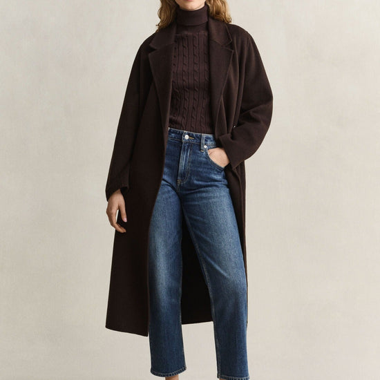 Young Ideas & Henmores -Handstitched Belted Coat -202 Deep Brown -XS