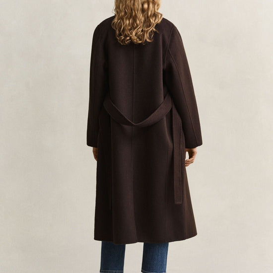 Young Ideas & Henmores -Handstitched Belted Coat -202 Deep Brown -XS