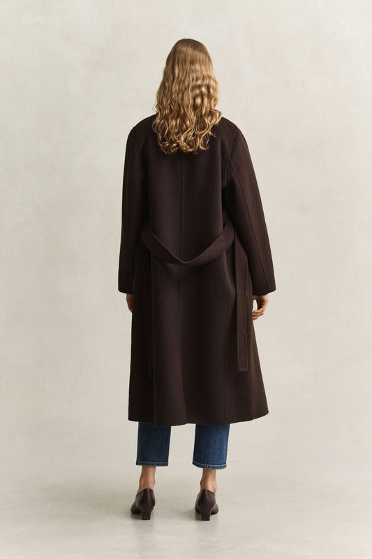 Young Ideas & Henmores -Handstitched Belted Coat -202 Deep Brown -XS