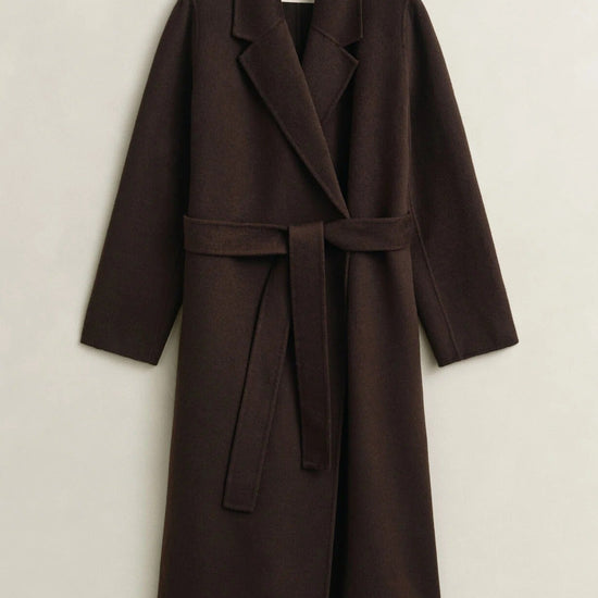 Young Ideas & Henmores -Handstitched Belted Coat -202 Deep Brown -XS