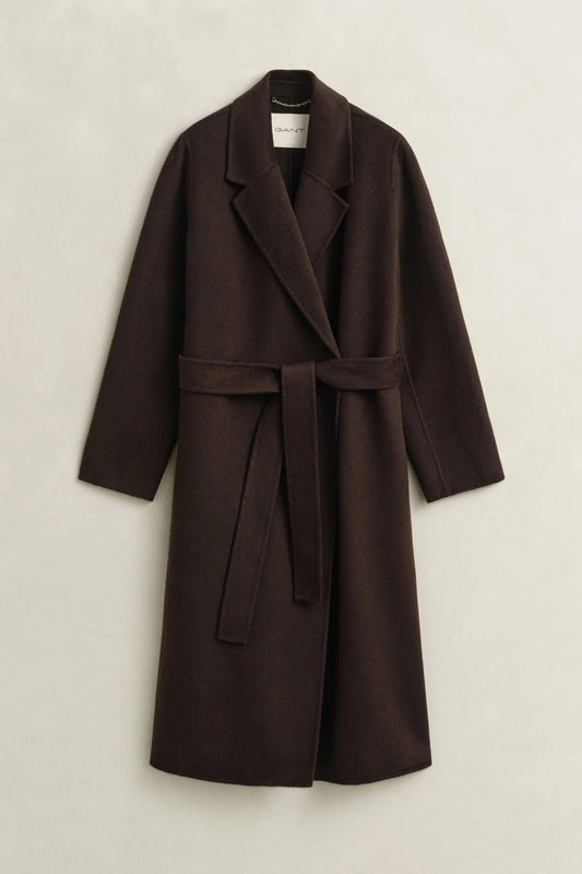 Young Ideas & Henmores -Handstitched Belted Coat -202 Deep Brown -XS