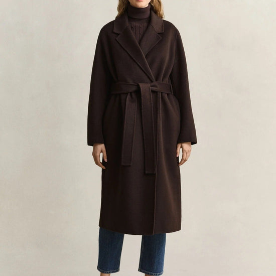 Young Ideas & Henmores -Handstitched Belted Coat -202 Deep Brown -XS