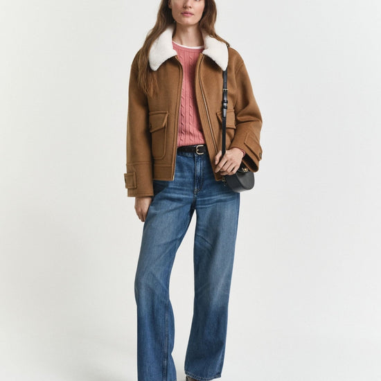 Young Ideas/Henmores - Lambswool Cable Crew Neck - 654 Faded Brick - S