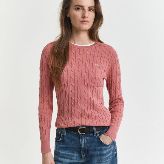 Young Ideas/Henmores - Lambswool Cable Crew Neck - 654 Faded Brick - S