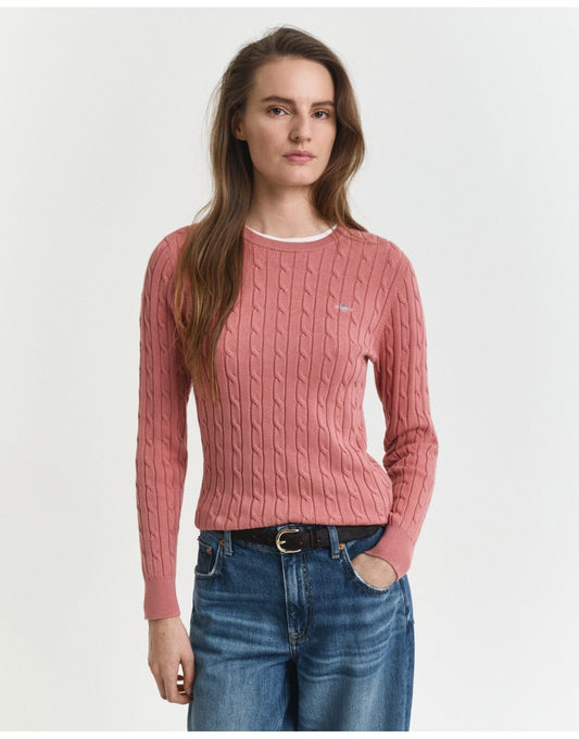 Young Ideas/Henmores - Lambswool Cable Crew Neck - 654 Faded Brick - S