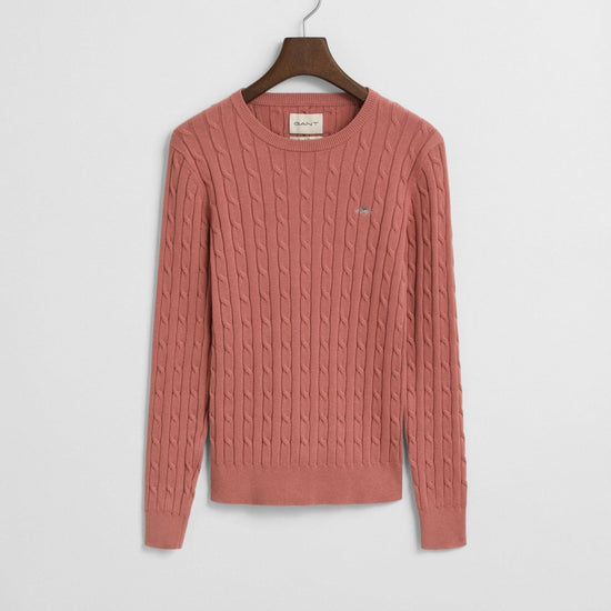 Young Ideas/Henmores - Lambswool Cable Crew Neck - 654 Faded Brick - S