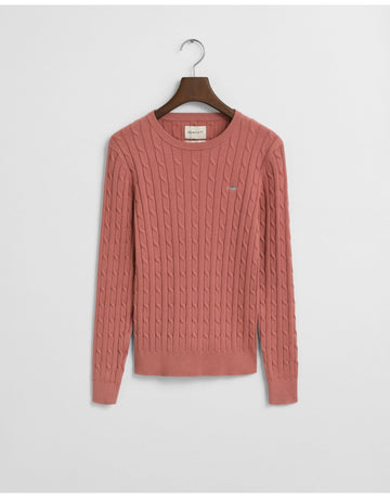 Young Ideas/Henmores - Lambswool Cable Crew Neck - 654 Faded Brick - S