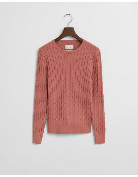 Young Ideas/Henmores - Lambswool Cable Crew Neck - 654 Faded Brick - S