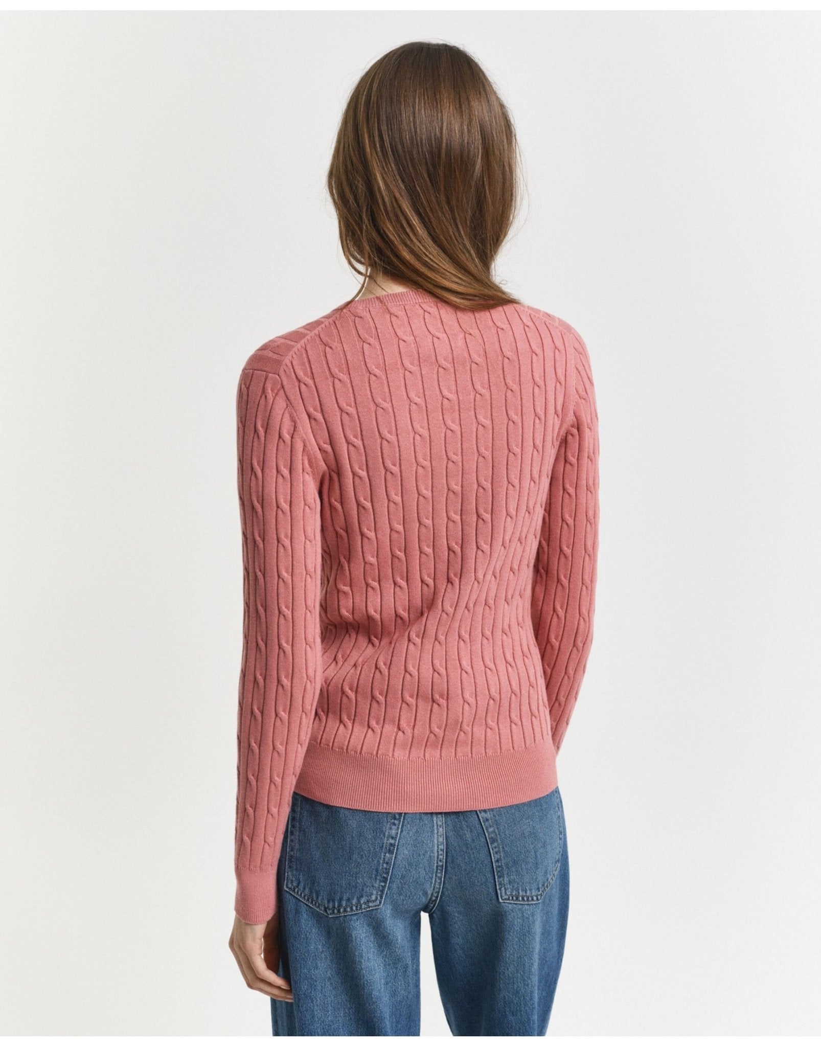 Young Ideas/Henmores - Lambswool Cable Crew Neck - 654 Faded Brick - S