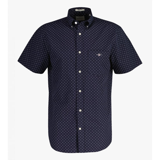 Young Ideas/Henmores - Micro Print Short Sleeve Shirt - 433 Evening Blue - M