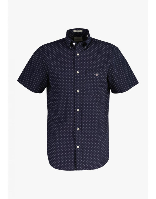 Young Ideas/Henmores - Micro Print Short Sleeve Shirt - 433 Evening Blue - M