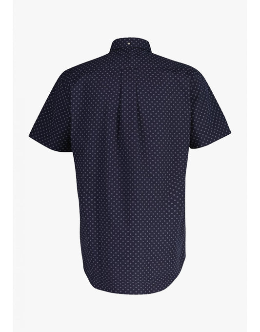 Young Ideas/Henmores - Micro Print Short Sleeve Shirt - 433 Evening Blue - M