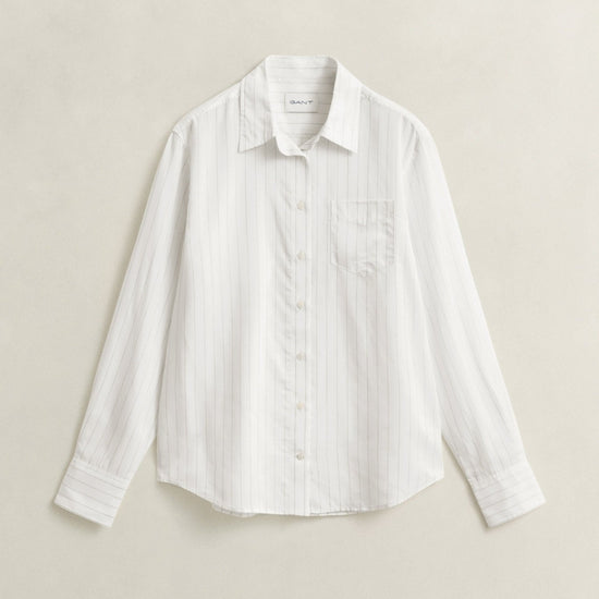 Young Ideas & Henmores -Pinstripe Back Fold Detail Blouse -113 Eggshell -10