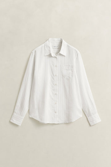Young Ideas & Henmores -Pinstripe Back Fold Detail Blouse -113 Eggshell -10