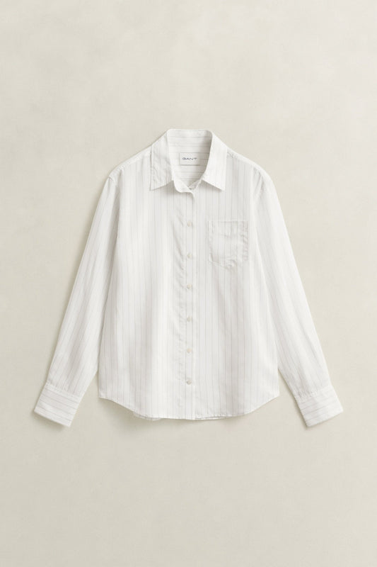 Young Ideas & Henmores -Pinstripe Back Fold Detail Blouse -113 Eggshell -10