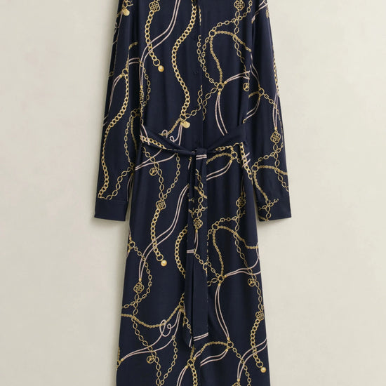 Young Ideas & Henmores - Printed Fluid LS Shirt Dress - 433 Evening Blue - 8