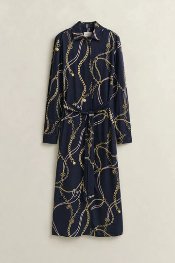 Young Ideas & Henmores - Printed Fluid LS Shirt Dress - 433 Evening Blue - 8