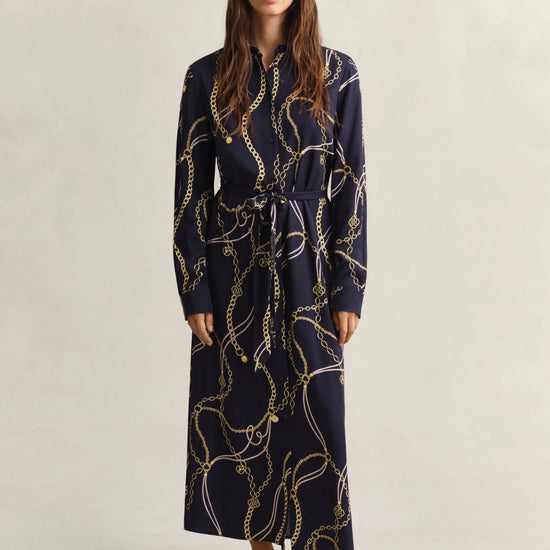 Young Ideas & Henmores - Printed Fluid LS Shirt Dress - 433 Evening Blue - 8