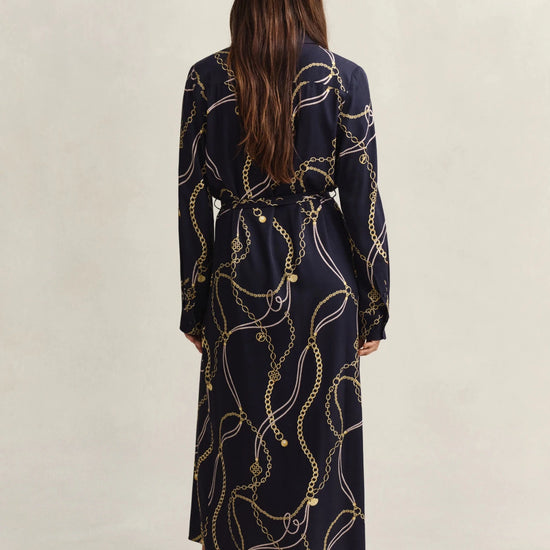 Young Ideas & Henmores - Printed Fluid LS Shirt Dress - 433 Evening Blue - 8