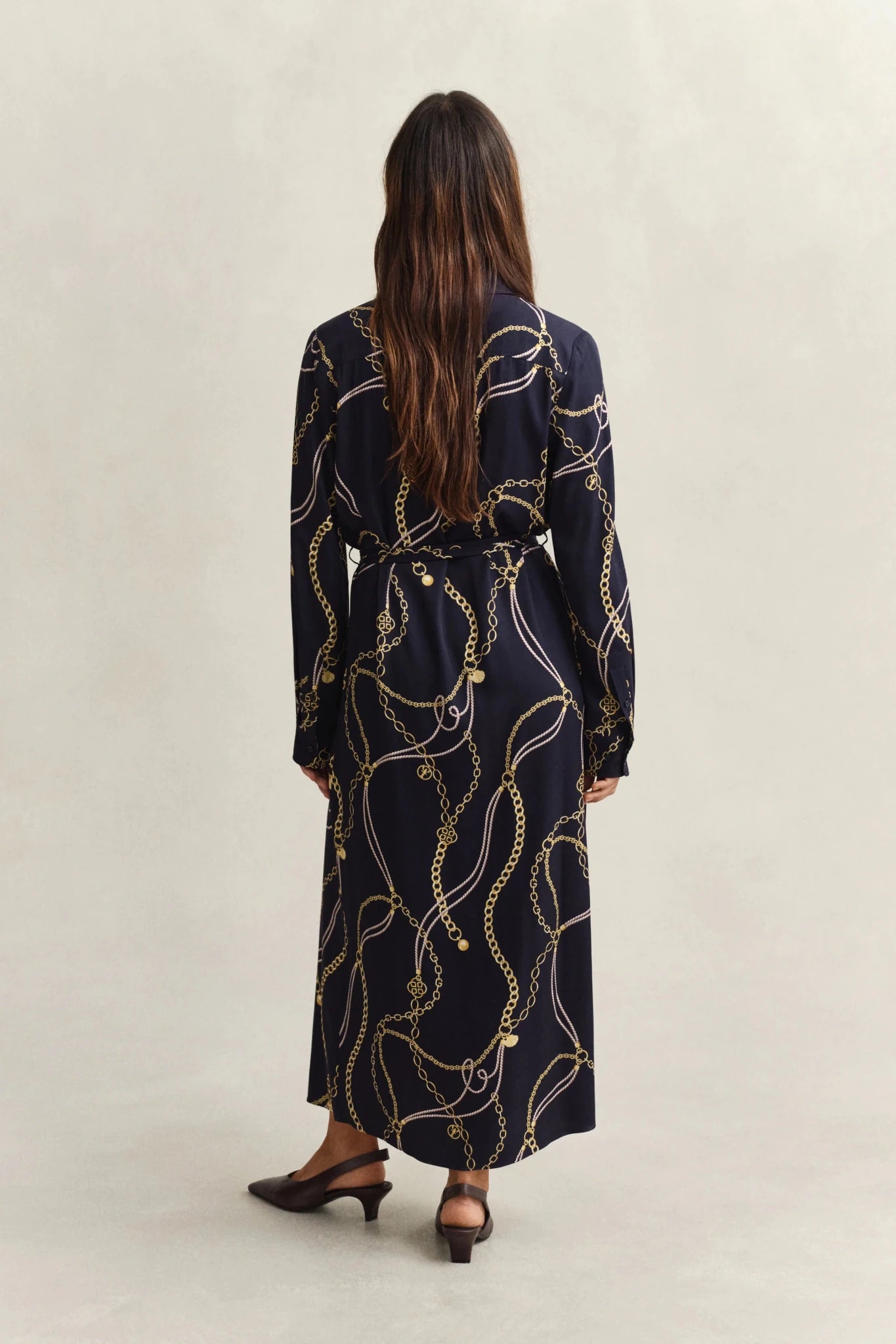 Young Ideas & Henmores - Printed Fluid LS Shirt Dress - 433 Evening Blue - 8