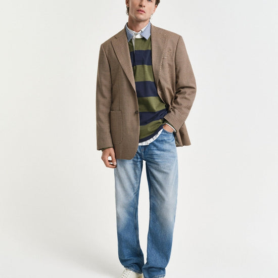 Young Ideas/Henmores - Reg Chambray Stripe Heavy Rugger - 303 Moss Green - M
