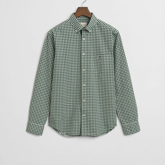 Young Ideas/Henmores - Reg Classic Poplin Gingham Shirt - 303 Moss Green - M