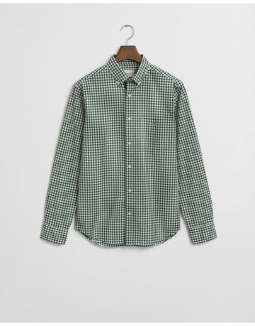 Young Ideas/Henmores - Reg Classic Poplin Gingham Shirt - 303 Moss Green - M