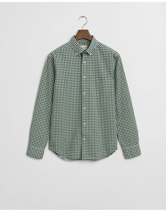 Young Ideas/Henmores - Reg Classic Poplin Gingham Shirt - 303 Moss Green - M