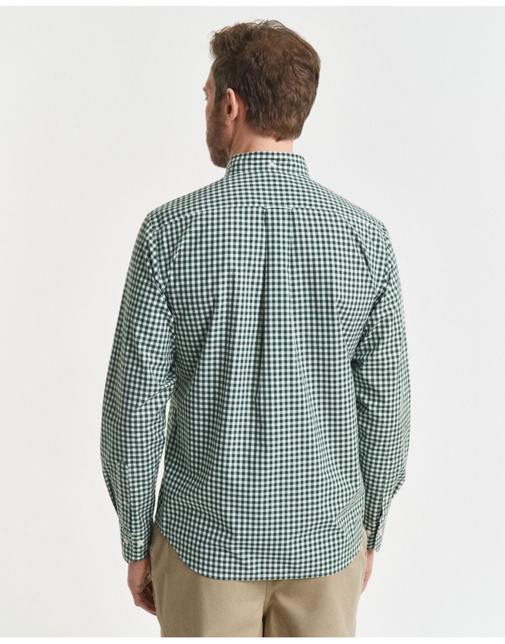 Young Ideas/Henmores - Reg Classic Poplin Gingham Shirt - 303 Moss Green - M