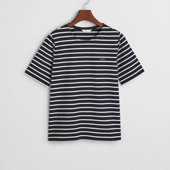 Young Ideas/Henmores - Regular Breton Crew Neck SS T-Shirt - 433 Evening Blue - S
