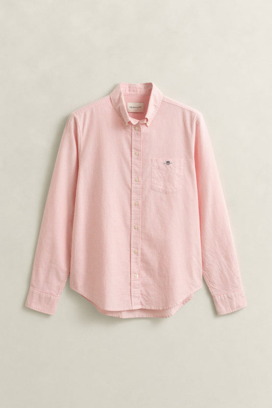 Young Ideas & Henmores - Regular Classic Oxford Striped Shirt - 647 Apricot Pink - 8