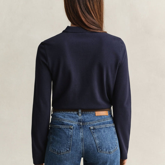 Young Ideas & Henmores -Regular Pique Long Sleeve Polo -433 Evening Blue -S