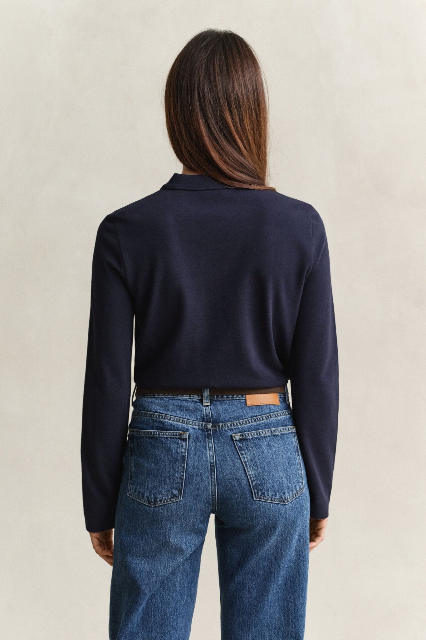 Young Ideas & Henmores -Regular Pique Long Sleeve Polo -433 Evening Blue -S